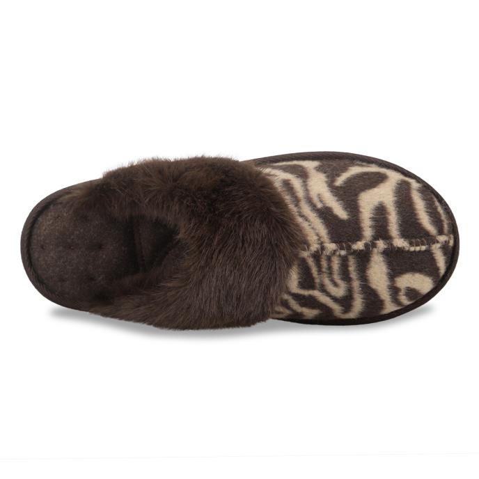 Isotoner® Ladies Animal Print Mule Slipper Brown Extra Image 4